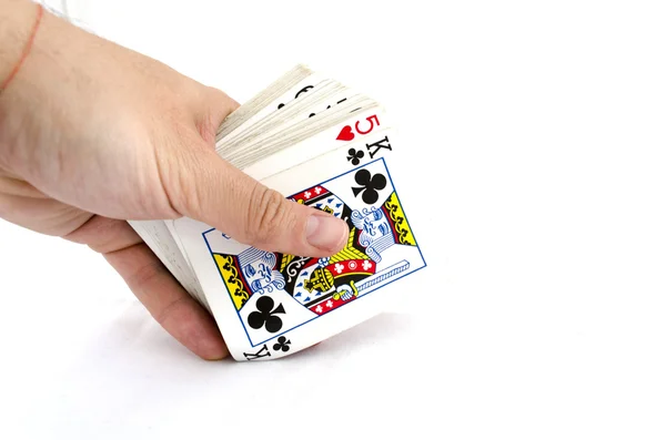 Hrací karty v ruce — Stock fotografie