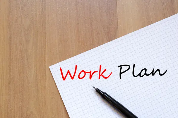 Arbete plan skriva på anteckningsboken — Stockfoto
