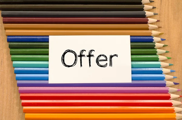 Blank white paper and colored pencil on wooden background — Stock Photo, Image