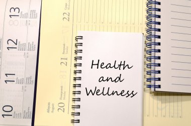 Sağlık ve wellness defter üzerinde yazmak