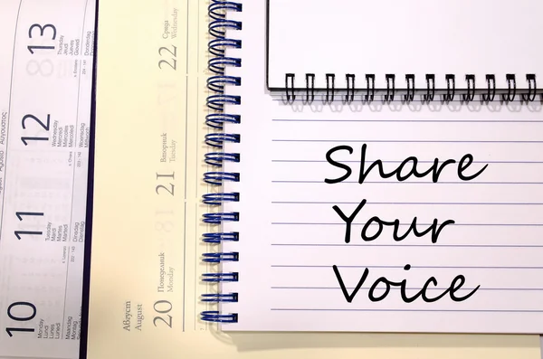 Share your voice write on notebook