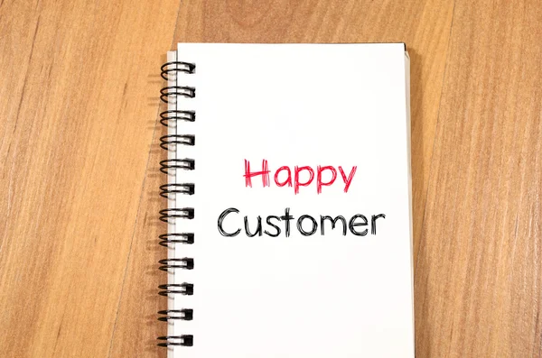 Feliz conceito de texto do cliente no notebook — Fotografia de Stock