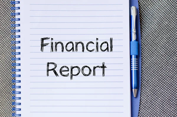 Financieel verslag tekst concept op laptop — Stockfoto
