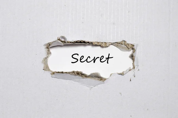 The word secret appearing behind torn paper — Stock Photo, Image