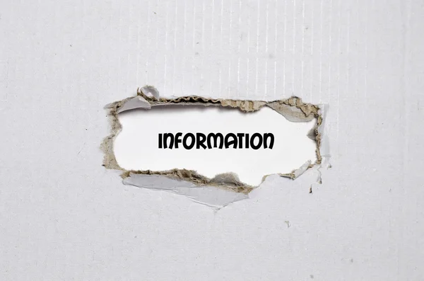 The word information appearing behind torn paper — Stock Photo, Image