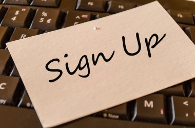 Sign Up Concept on keyboard note clipart