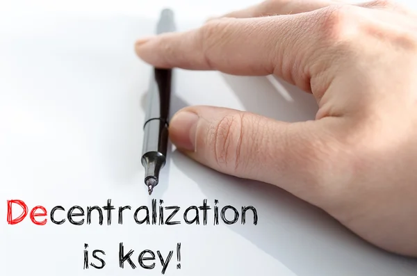Decentralizacja jest tekst kluczowych koncepcji — Zdjęcie stockowe
