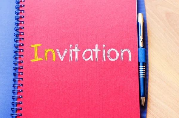 Invitation write on notebook — Stock Photo, Image