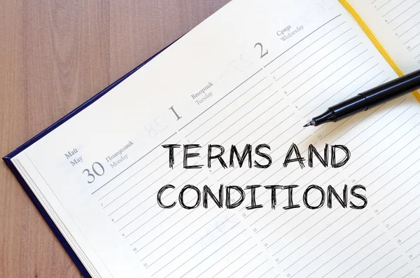 Terms and conditions write on notebook