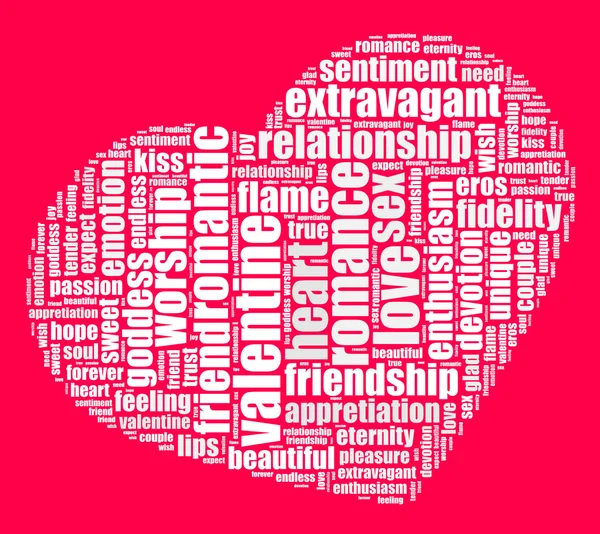 Valentine woord wolk gevormd als een hart — Stockfoto