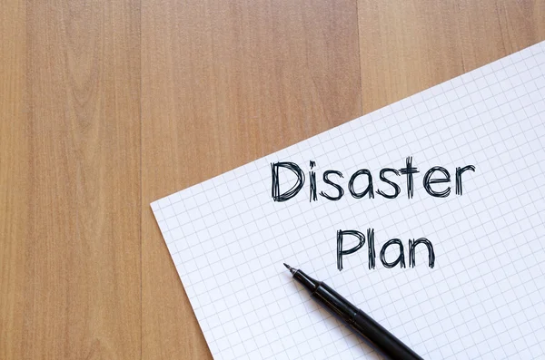 Disaster plan write on notebook — Stock Photo, Image