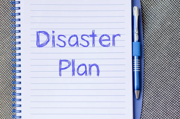 Disaster plan write on notebook — Stock Photo, Image