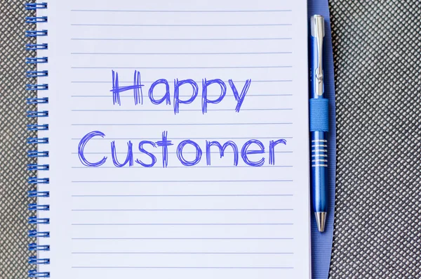 Happy customer write on notebook — Stock Photo, Image