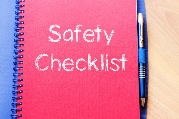 Safety checklist write on notebook — Stock Photo, Image