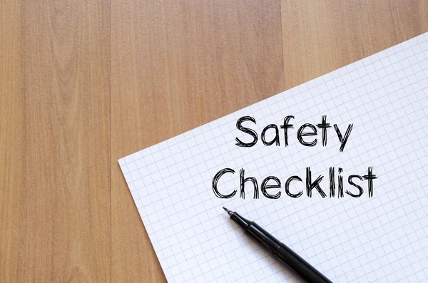 Safety checklist write on notebook — Stock Photo, Image