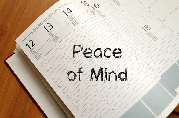 Peace of mind write on notebook