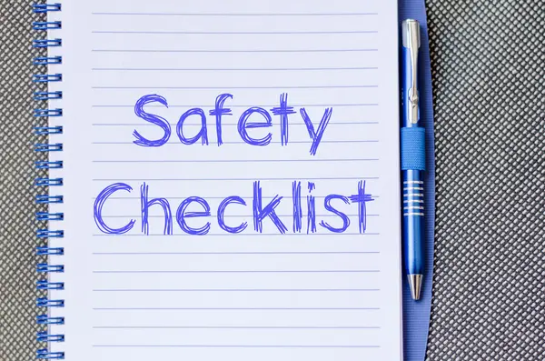 Safety checklist write on notebook — Stock Photo, Image