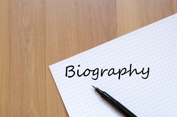 Biography write on notebook — Stock Photo, Image