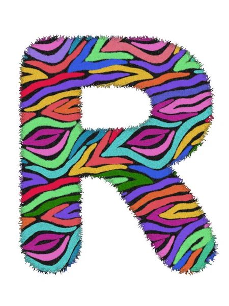 Zebra Rainbow Print Letter Δέρμα Ζώου Γούνα Δημιουργικός Διακοσμητικός Χαρακτήρας — Φωτογραφία Αρχείου