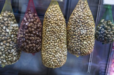 Bag full of snails in La Boqueria, Barcelona clipart