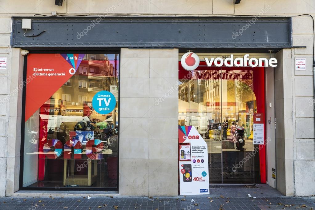 Barcelona, Spain - June 14, 2016: Vodafone shop in the old town of Barcelona, Catalonia, Spain