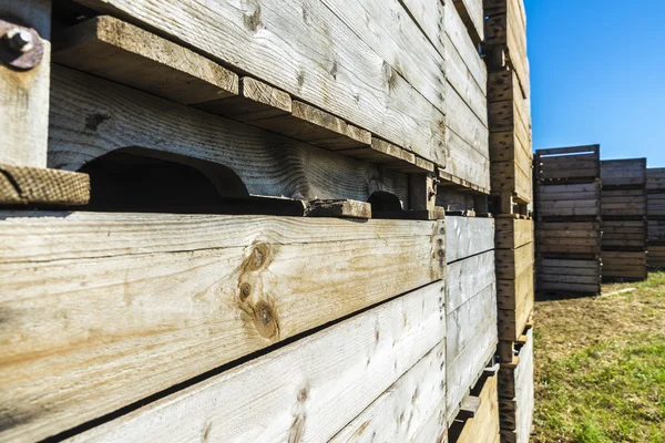Hoop van oude houten kisten — Stockfoto