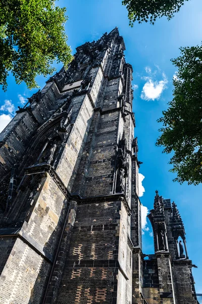 Fasad Kyrkan Nicholas Nikolai Kirche Lutherska Kyrkan Ligger Centrum Hamburg — Stockfoto