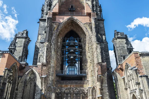 Klocktorn Kyrkan Nicholas Nikolai Kirche Lutherska Kyrkan Ligger Centrum Hamburg — Stockfoto