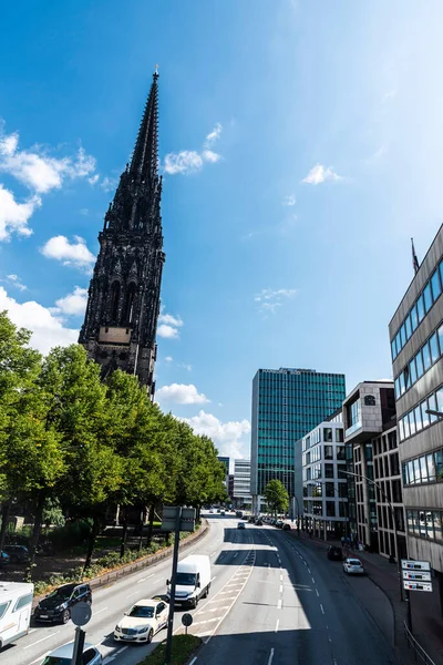 Hamburgo Alemania Agosto 2019 Descripción General Calle Herrengraben Carretera Urbana — Foto de Stock