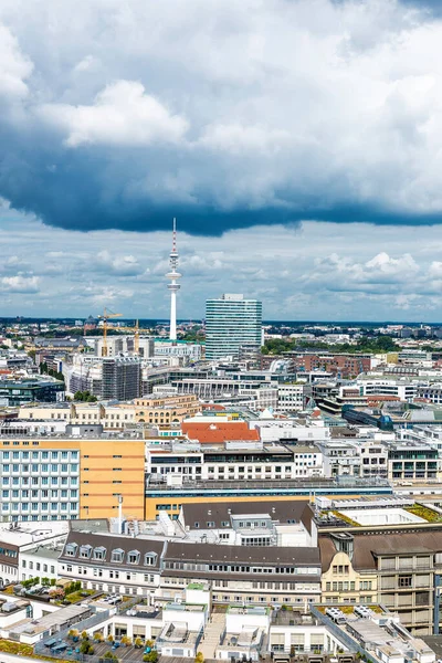 Hamburgo Alemanha Agosto 2019 Visão Geral Hamburgo Com Sua Torre — Fotografia de Stock