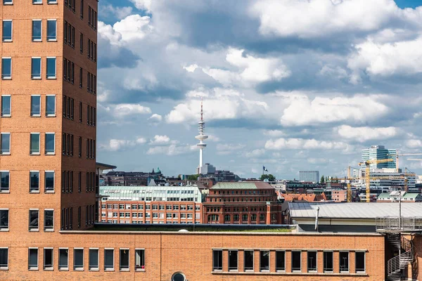 Überblick Über Hamburg Mit Seinem Telekommunikationsturm Von Der Hafencity Aus — Stockfoto