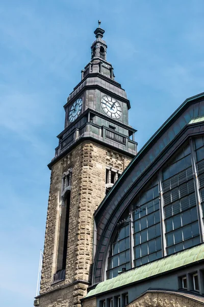 Fasad Och Klocktorn Hamburg Hauptbahnhof Centralstationen Hamburg Tyskland — Stockfoto
