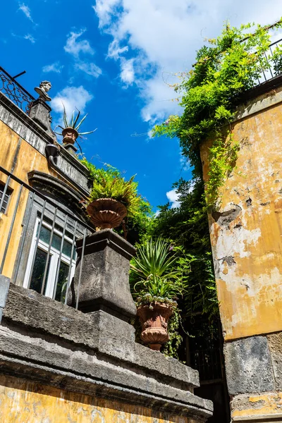 Facade Classic Building Mansion Decorated Busts Historical Center Naples Italy — Stock Photo, Image