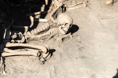 Kafatasları, iskeletleri ve kemikleri İtalya 'nın Ercolano kentindeki antik Herculaneum arkeoloji sahasının Roma kalıntılarında lavlara gömülmüş olarak bulundu.