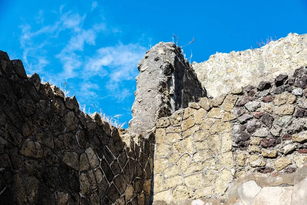 Ancient Wall Limestone House Ruins Ancient Archaeological Site Herculaneum Ercolano — Stock Photo, Image