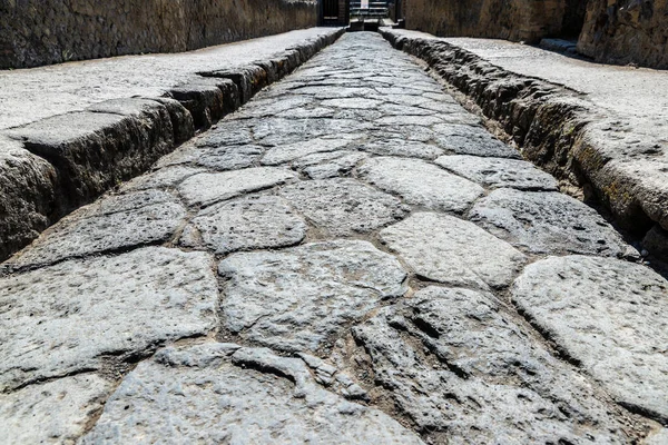 Straatstenen Als Achtergrond Ruïnes Van Oude Archeologische Site Van Herculaneum — Stockfoto