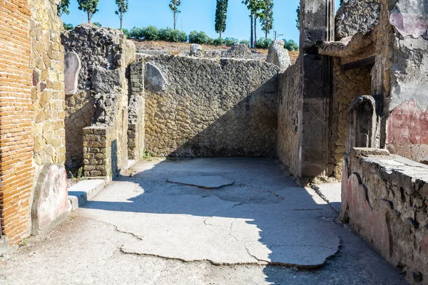 Vista Das Ruínas Romanas Antigo Sítio Arqueológico Herculano Ercolano Itália — Fotografia de Stock