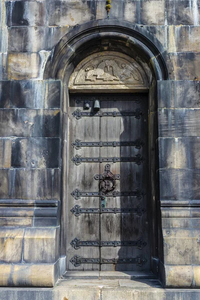 Porta Madeira Velha Catedral Lund Igreja Luterana Lund Scania Suécia — Fotografia de Stock