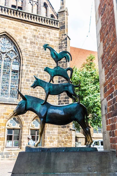 Bronze Statue Gerhard Marcks Called Town Musicians Bremen Old Town — Stock Photo, Image