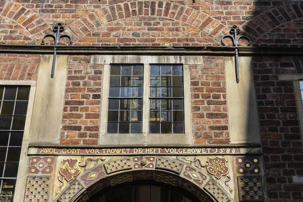 Fasad Ett Gammalt Tegelhus Bttcherstrabe Bremen Tyskland — Stockfoto