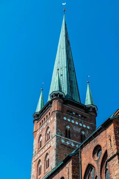 Věž Kostela Petra Centru Lubecka Německo — Stock fotografie