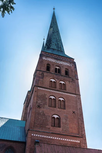 Věž Lubecké Katedrály Centru Lubecku Německo — Stock fotografie