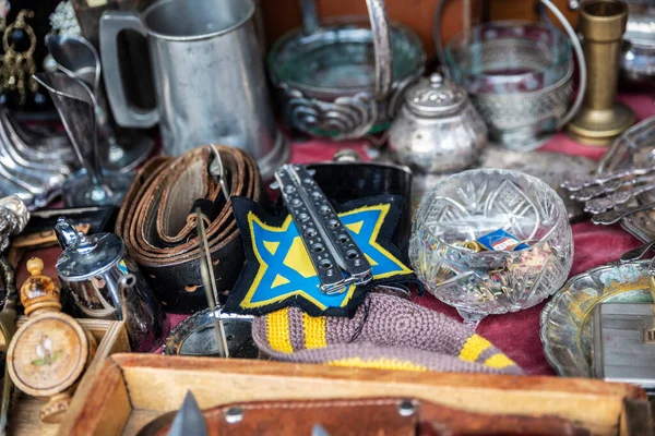 Flea Market Plac Nowy Showcase Assortment Antiques Krakow Poland — Stock Photo, Image