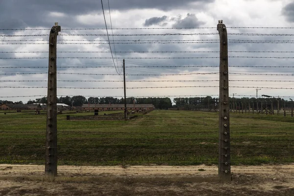 Osvětim Polsko Srpna 2018 Elektrifikovaný Plot Koncentračního Tábora Osvětim Vyhlazovací — Stock fotografie