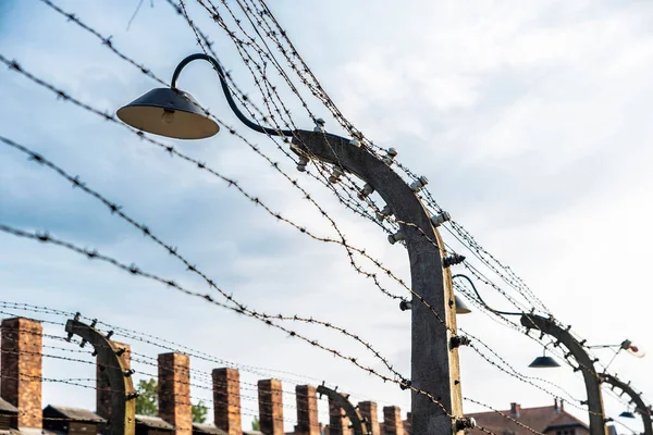 Auschwitz Polônia Agosto 2018 Cerca Eletrificada Campo Concentração Auschwitz Campo — Fotografia de Stock