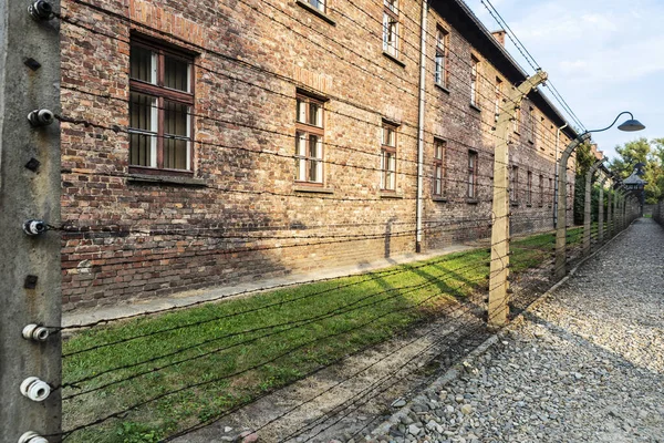 Auschwitz Polonia Agosto 2018 Recinzione Elettrificata Del Campo Concentramento Auschwitz — Foto Stock