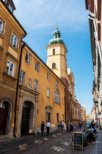 Warschau Polen September 2018 Glockenturm Der Martin Kirche Oder Kosciol — Stockfoto