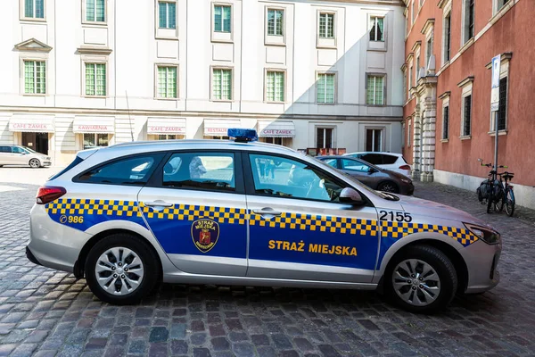 Varsovia Polonia Septiembre 2018 Coche Policía Estacionado Una Calle Del — Foto de Stock