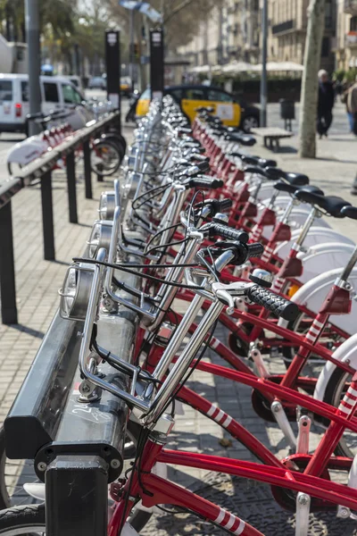 Bicicletas en fila, Barcelona — Foto de Stock