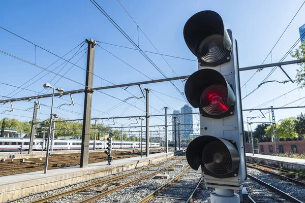 Järnvägen semafor — Stockfoto